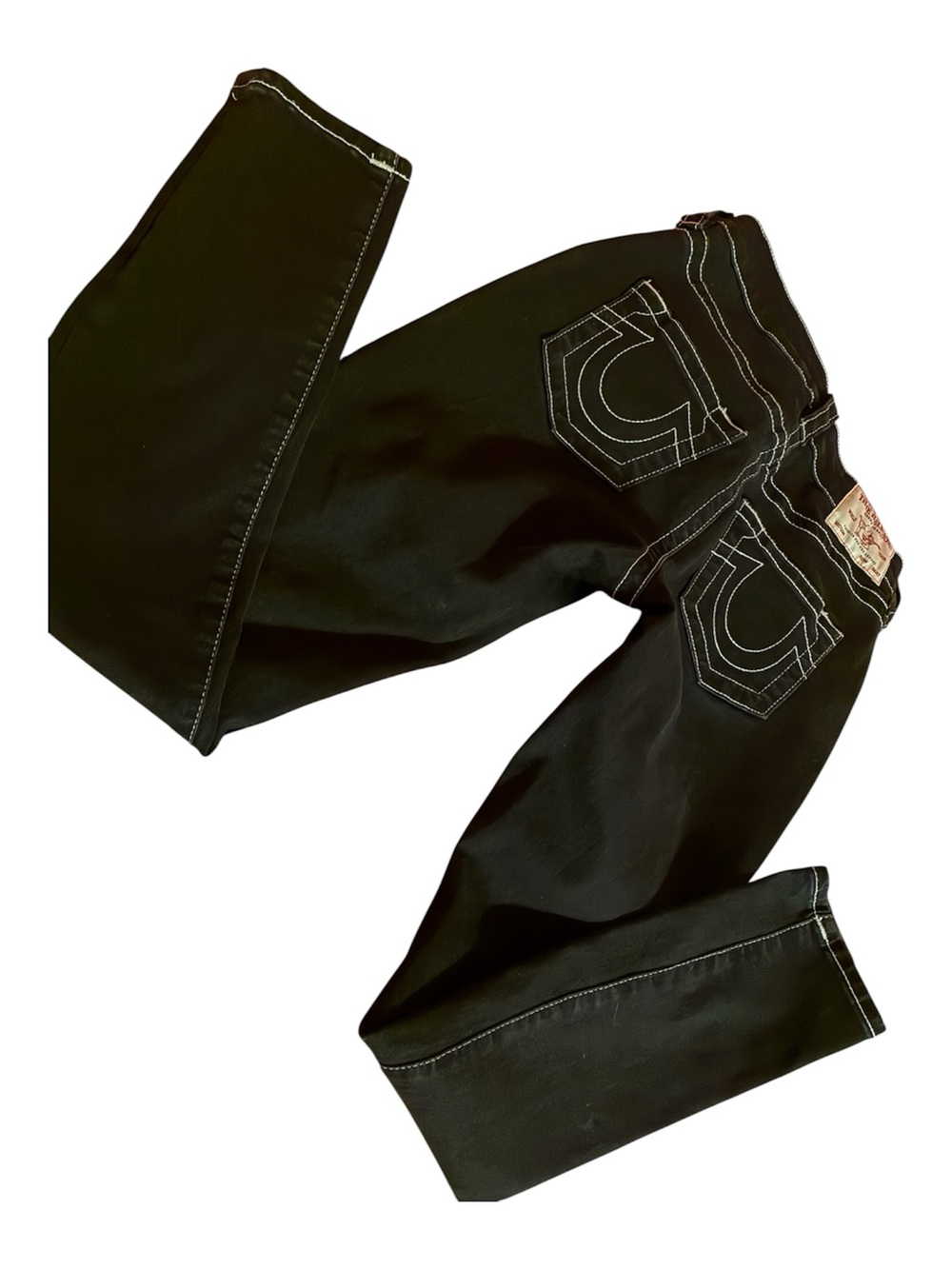 True Religion Black Skinny Jeans with White Contrast Stitching Sz 29